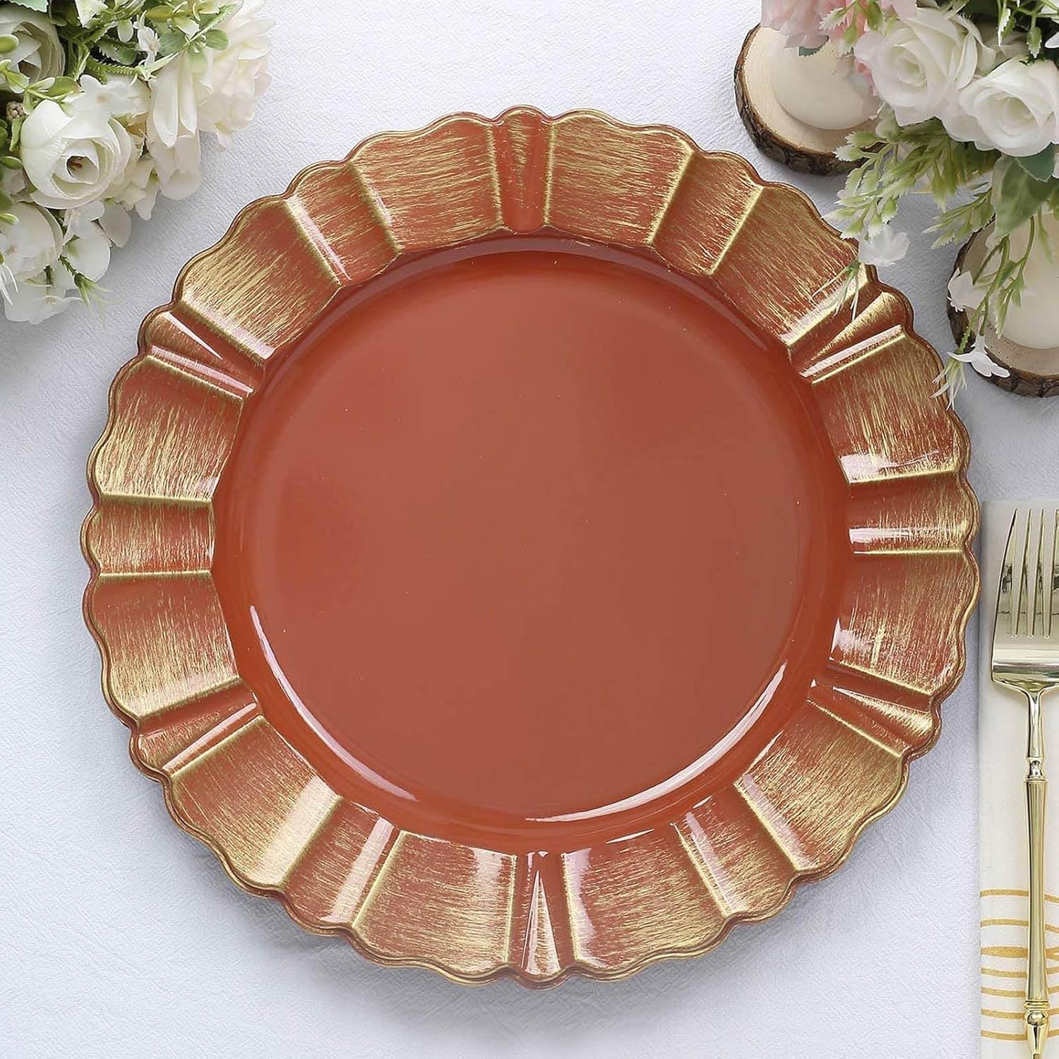 Efavormart 13in Charger Plates - Terracotta Set of 12 for Events