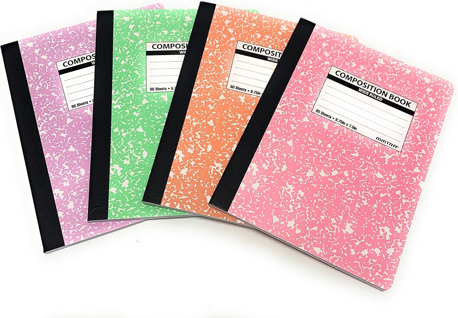 Sturdy Marble Comp Books - 4 Pack, Wide Ruled