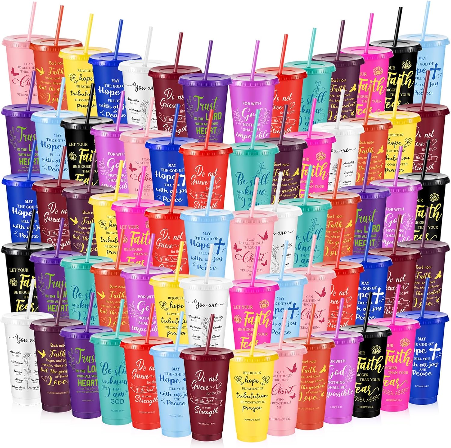 100 Pcs Christian Gifts Cups Bulk for Women with Bible Verses