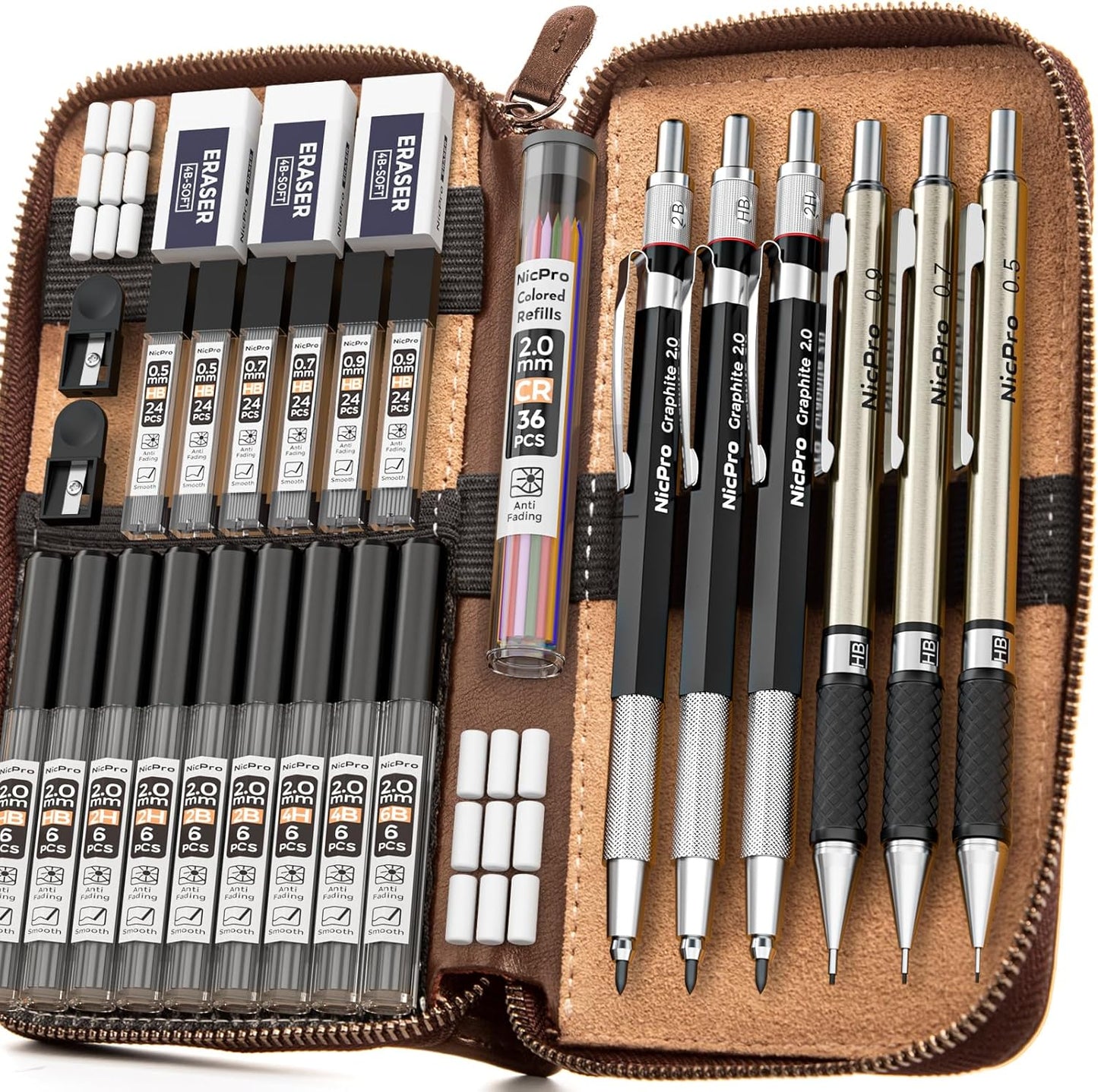 Nicpro 30PCS Art Mechanical Pencil Set for Sketching & Drawing