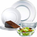 12pc Glass Dinnerware Set - Sleek Round Clear Plates & Bowls