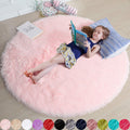 Pink Round Area Rugs 6Ft for Bedroom Living Room - Soft Fluffy Shag