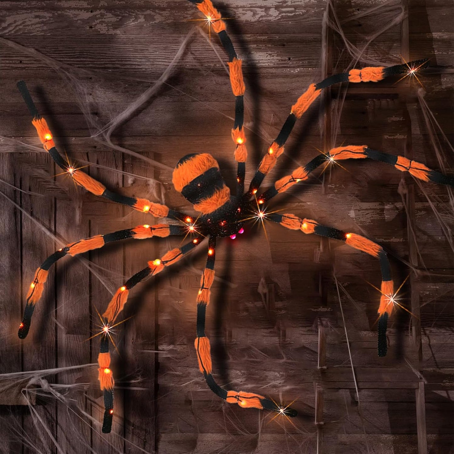 Giant Spider Halloween Decorations with LED Lights for Spooky Fun