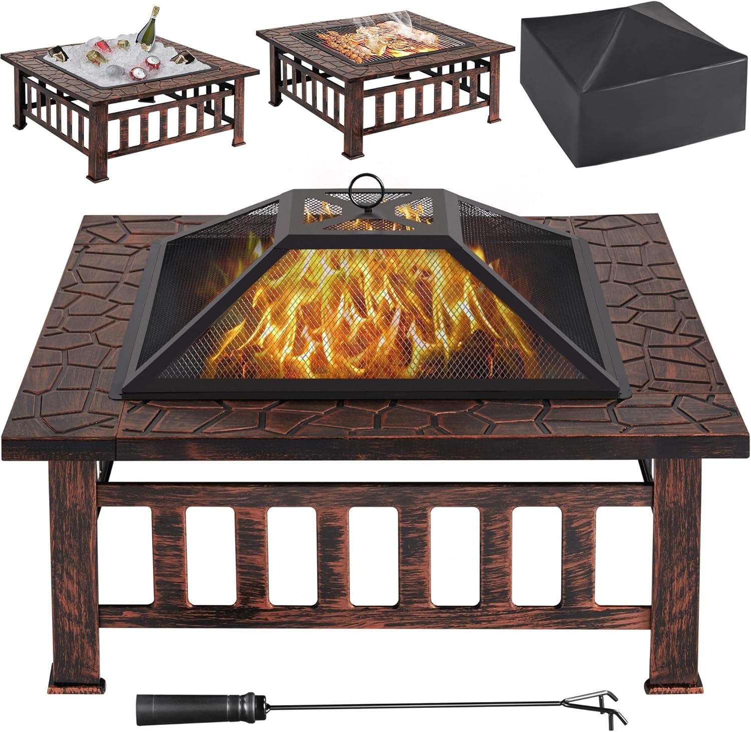 Yaheetech 34in Outdoor Fire Pit for BBQ and Cozy Gatherings