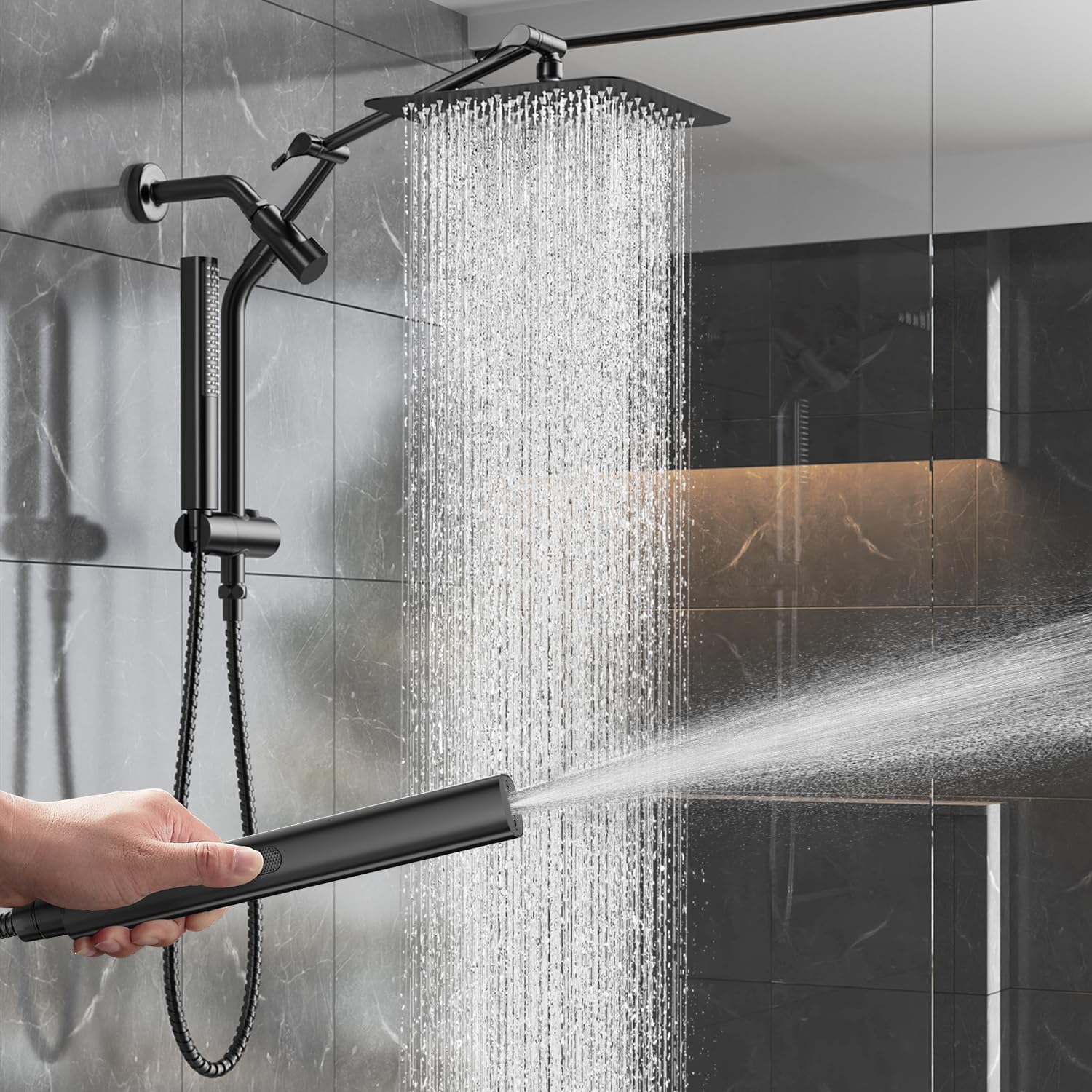Veken 10-Inch Luxurious All Metal Rain Shower Head Combo