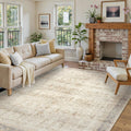 Collive Large Area Rug 9x12 - Washable Vintage Farmhouse Tan