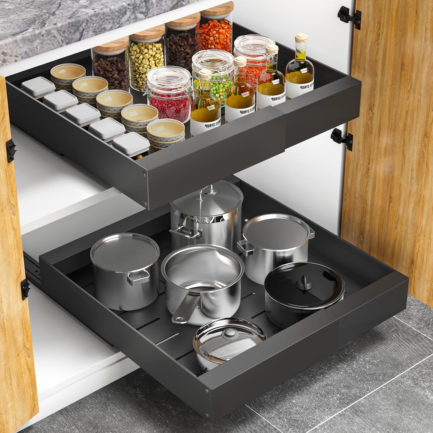 Expandable Pull Out Cabinet Drawers Organizer by Merrylun