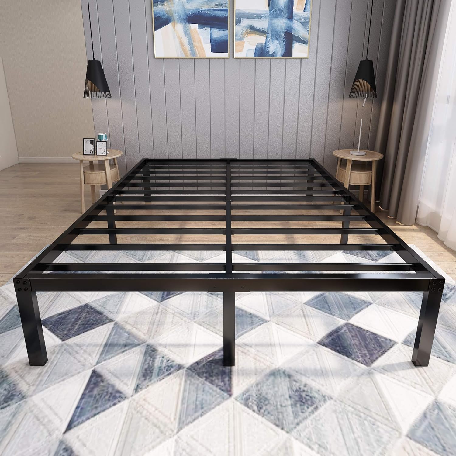Quick Setup 3000lbs Heavy Duty Queen Bed Frame