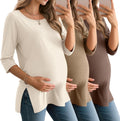 3 Pack Women's 3/4 Sleeve Maternity Shirts - Loose Side Split Tunics
