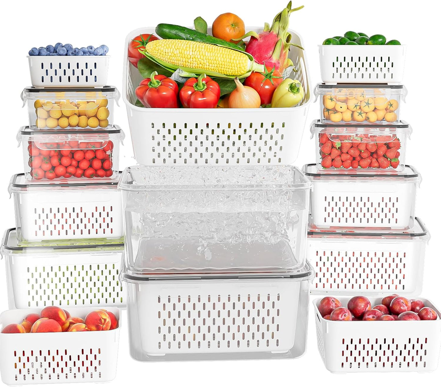 10 Pack Fruit Storage Containers for Fridge with Colanders