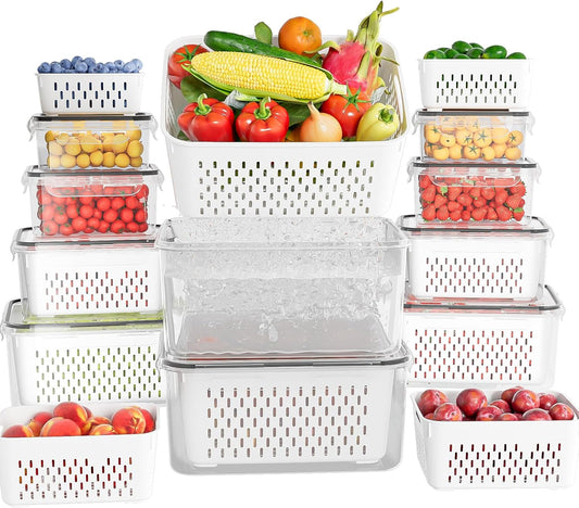 10 Pack Fruit Storage Containers for Fridge with Colanders
