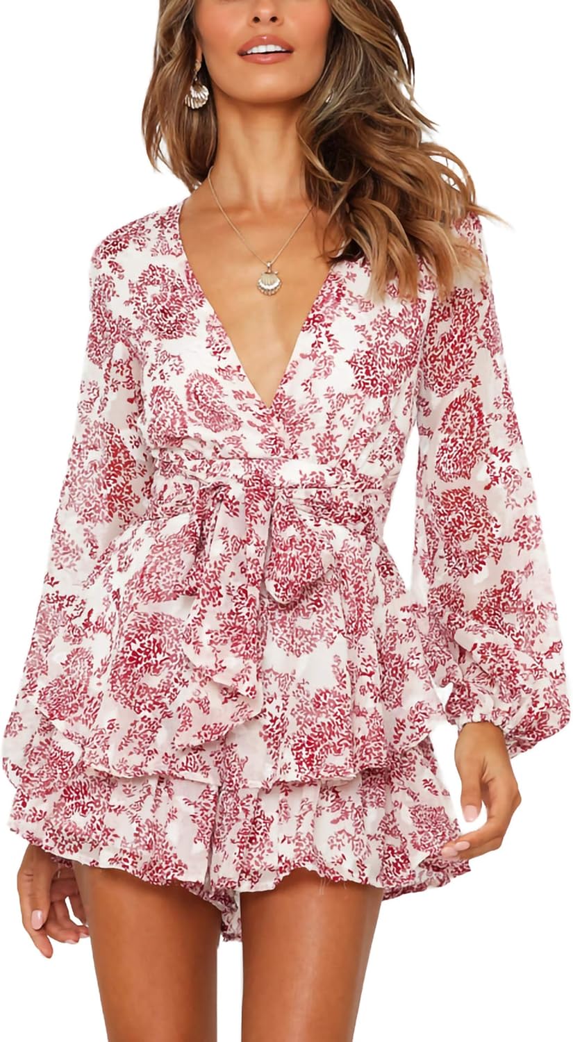 Stylish Womens Floral Print Romper for Summer Beach Outings