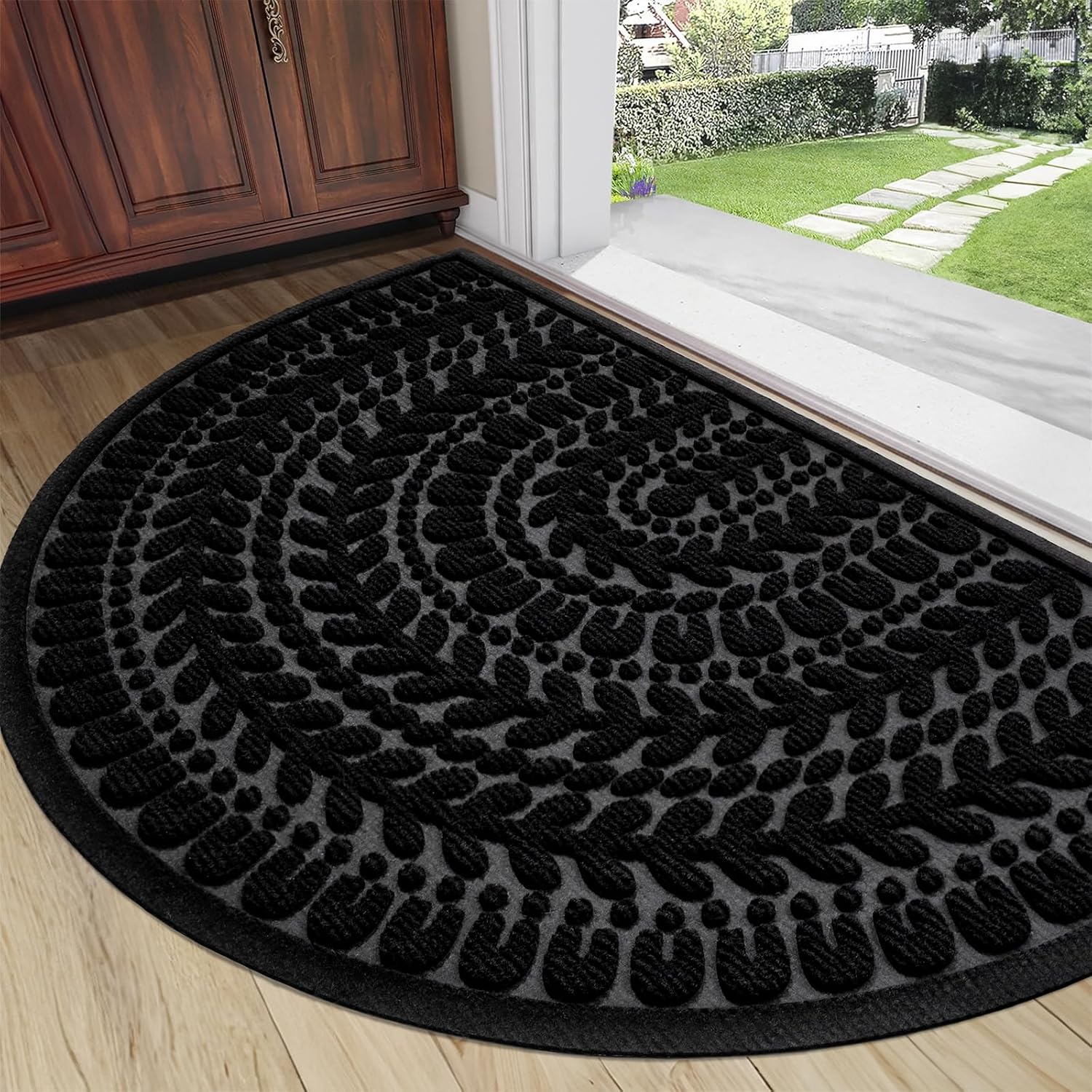 RORA Half Circle Door Mat - Durable Welcome Mat for All Seasons