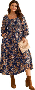 Plus Size Floral Smocked Maxi Dress - Flowy Boho Fit