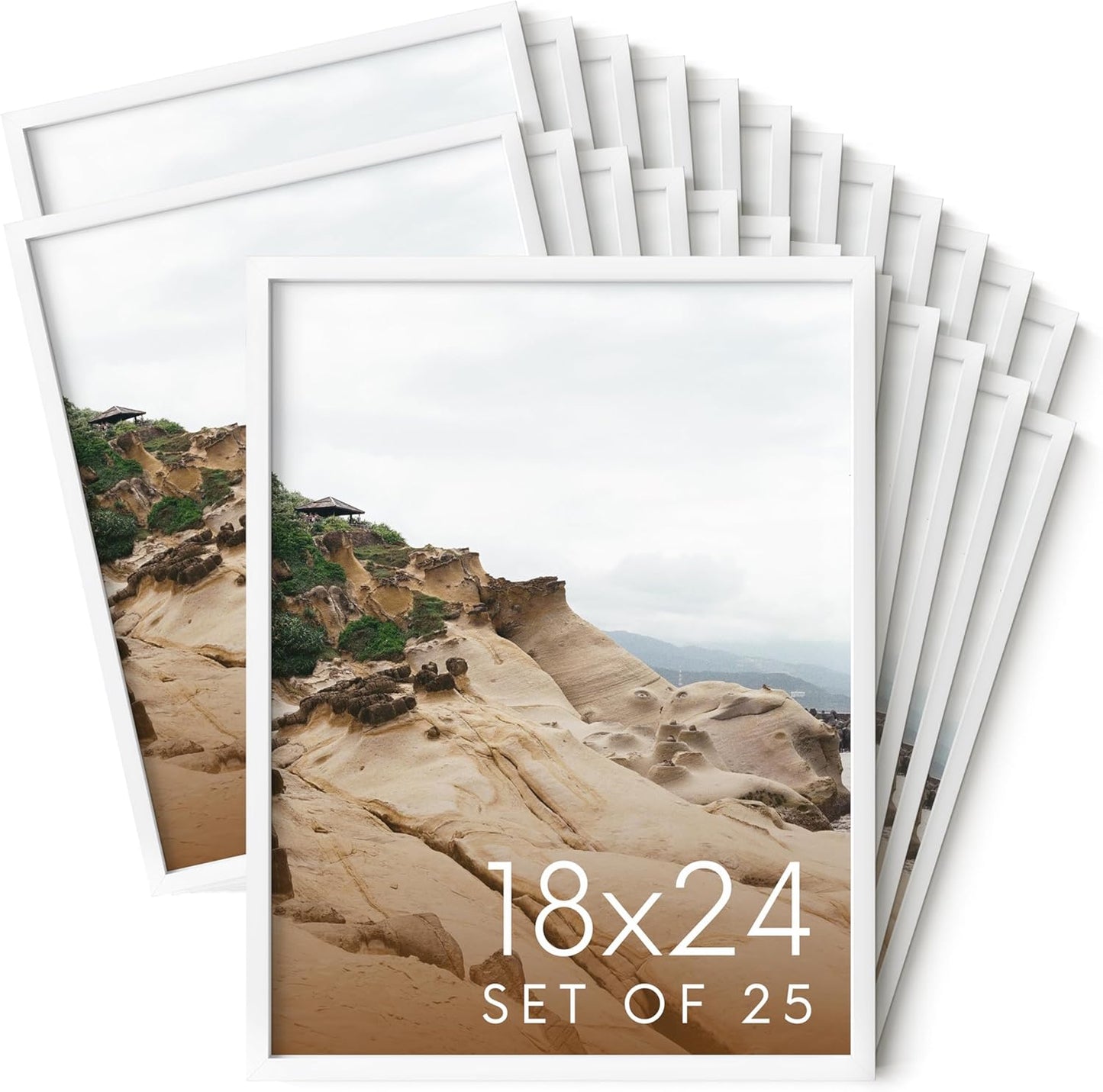 18x24 White Metal Picture Frames - Premium Aluminum Set of 25