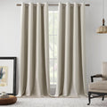 Full Blackout Natural Linen Curtains 102 in Long 2 Panels Set - Total