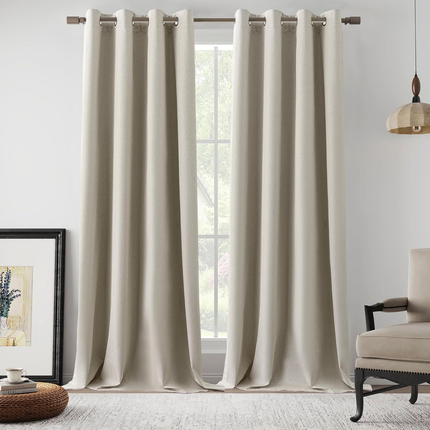 Full Blackout Natural Linen Curtains for Complete Light Blocking
