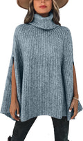 Turtleneck Poncho Sweater for Women - Cozy Fall/Winter Wrap