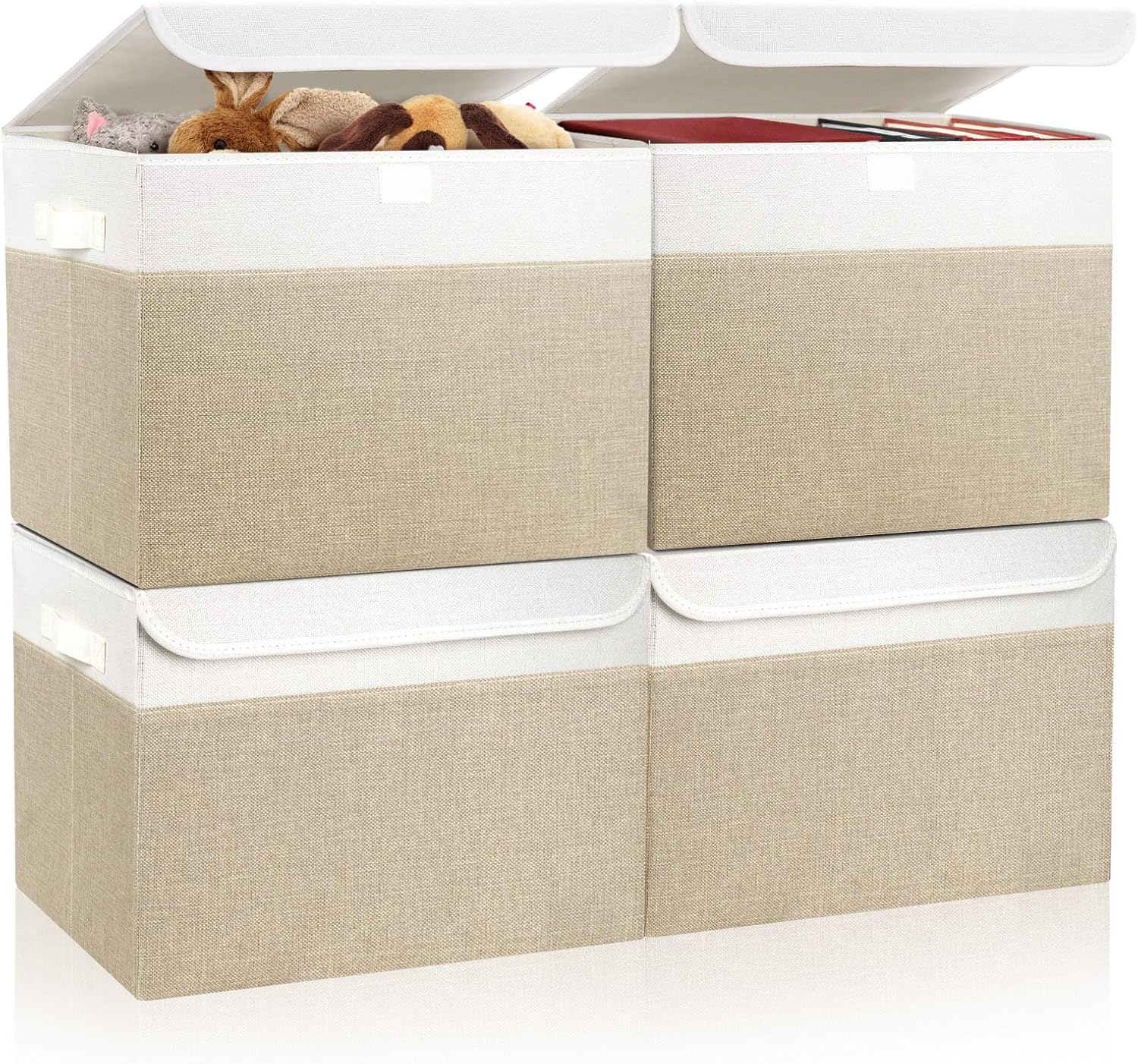 Large 22 Quart Foldable Storage Bin with Lid for Home Organization