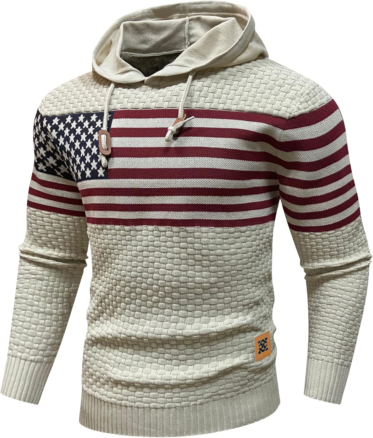 Zaitun Mens Hooded Sweatshirt with American Flag Design