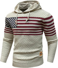 Zaitun Mens Hooded Sweatshirt American Flag Waffle Knit - Comfortable
