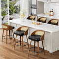 Swivel Bar Stools Set of 6, 26 in Upholstered Faux Leather