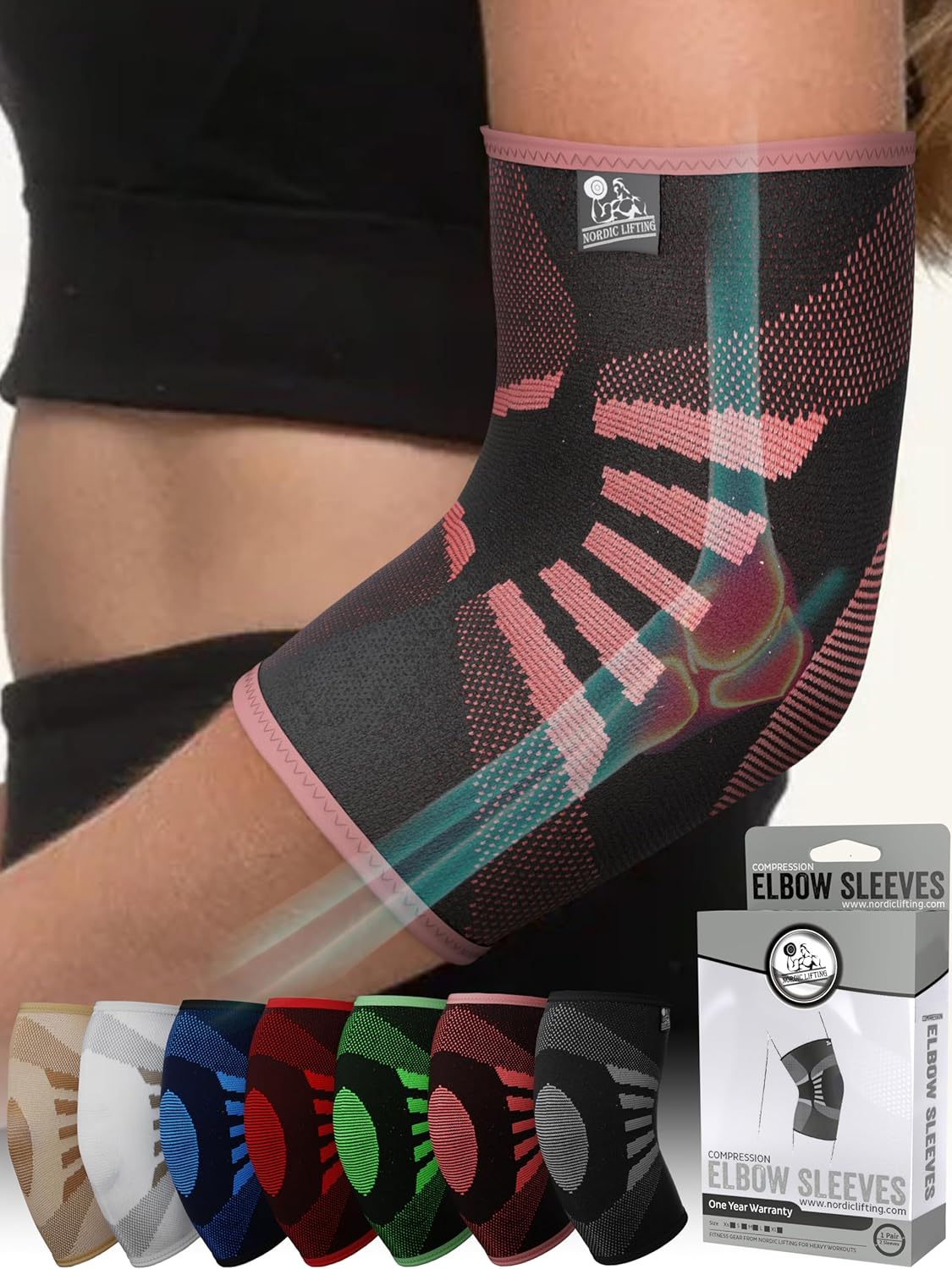 Nordic Lifting Elbow Compression Sleeves for Pain Relief