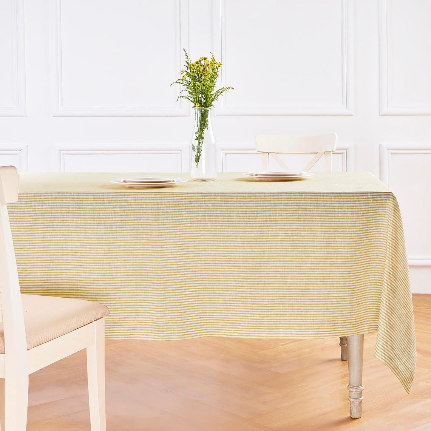 Elegant 52 x 52 Inch Pure Linen Tablecloth in Spicy Mustard