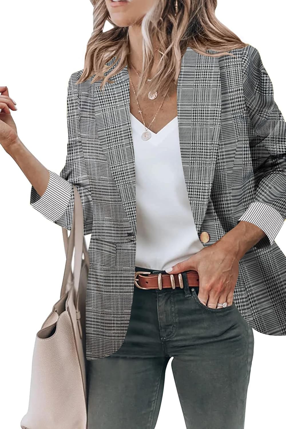 Genhoo Blazer Jackets for Women - Stylish Open Front Design