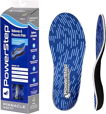 PowerStep Pinnacle Wide Fit Insoles for Plantar Fasciitis Relief