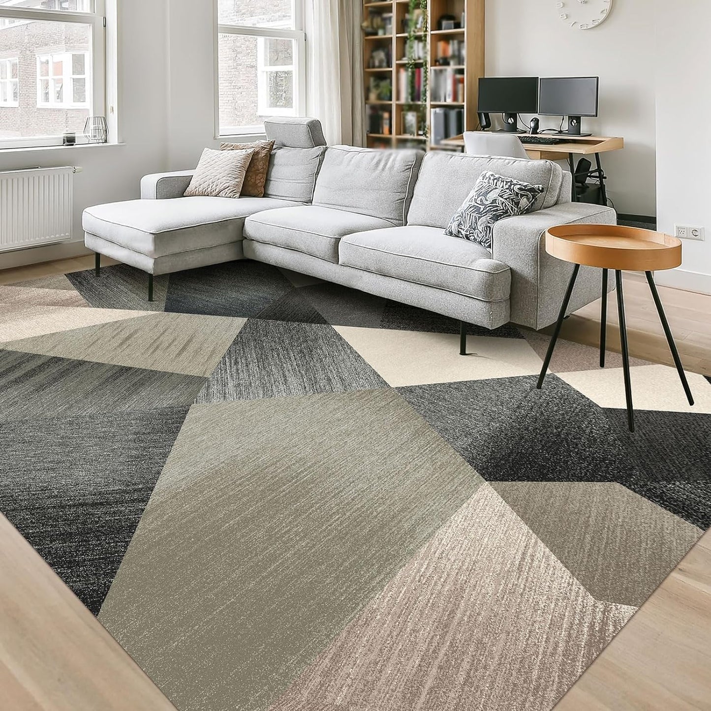 HOMFINE Washable Modern Area Rug - Soft Non Slip 6x9 Green