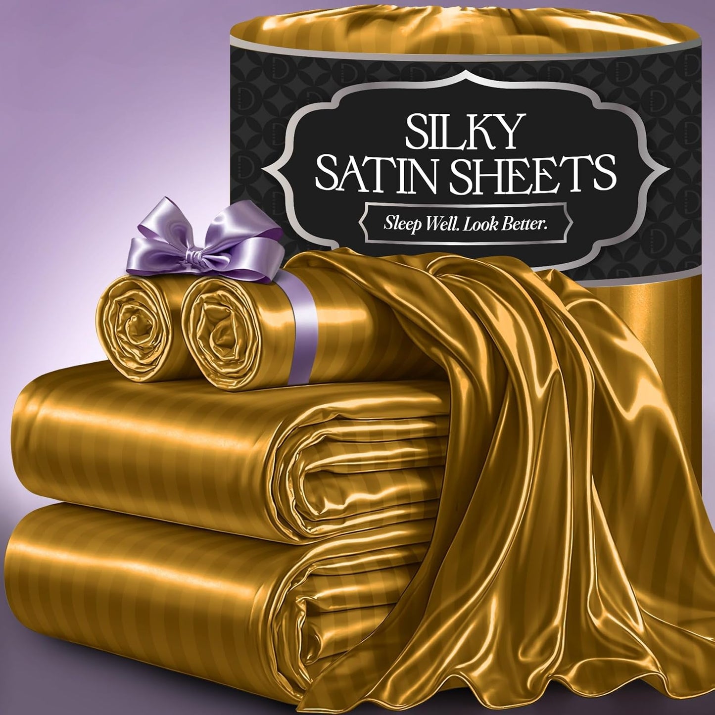 DECOLURE Satin Bed Sheets - Luxury Silky King Size Bedding Set