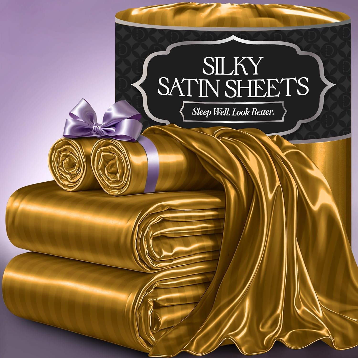 DECOLURE Satin Bed Sheets - Luxury Silky King Size Bedding Set