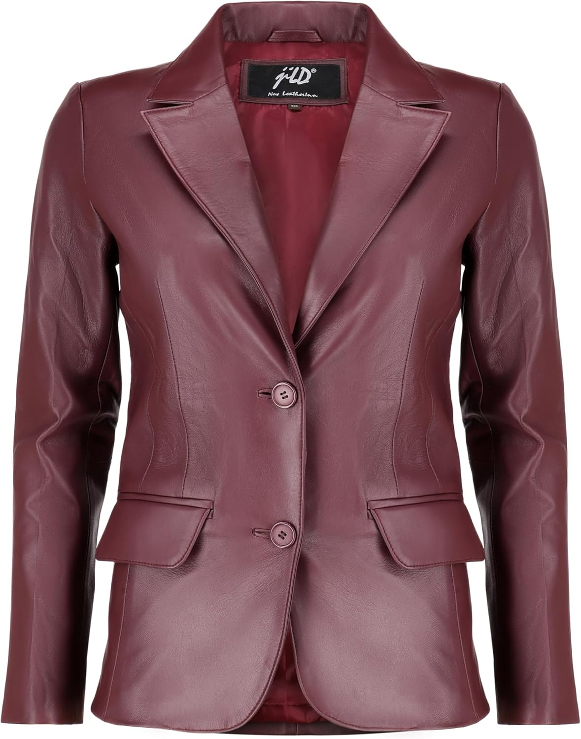 Classic 2-Button Lambskin Leather Blazer for Women - Casual Style