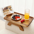 SINWANT Couch Arm Table Acacia Wood Sofa Armrest Tray - Stable Reach
