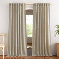Taupe Curtains 84 in Length 2 Panels Set - Semi Sheer Linen Look