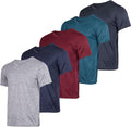 Mens V-Neck 5 Pack Performance Dry-Fit Tees - Moisture Wicking
