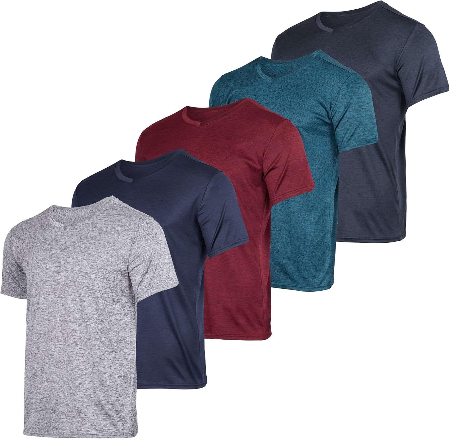 Mens V-Neck Dry-Fit Performance T-Shirt 5 Pack for Activewear