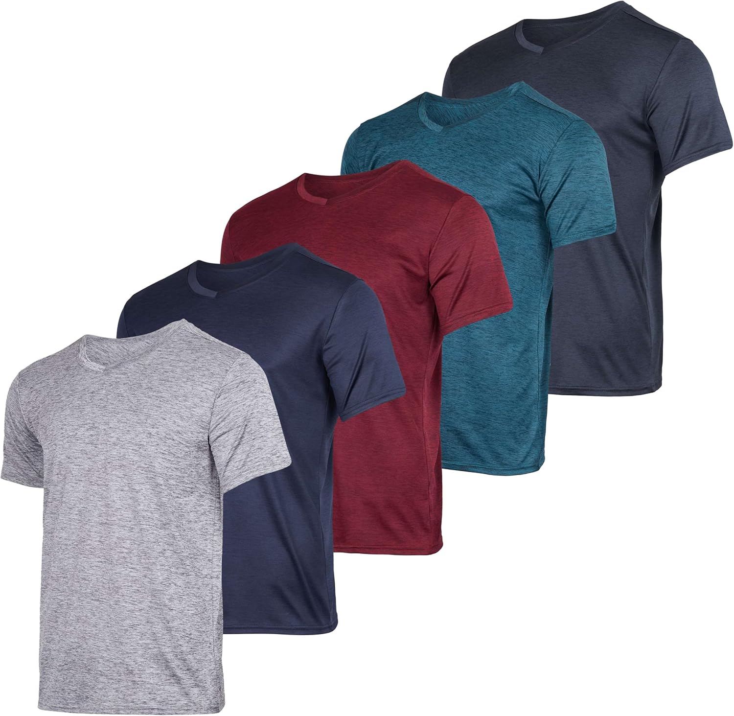 Mens V-Neck Dry-Fit Performance T-Shirt 5 Pack for Activewear