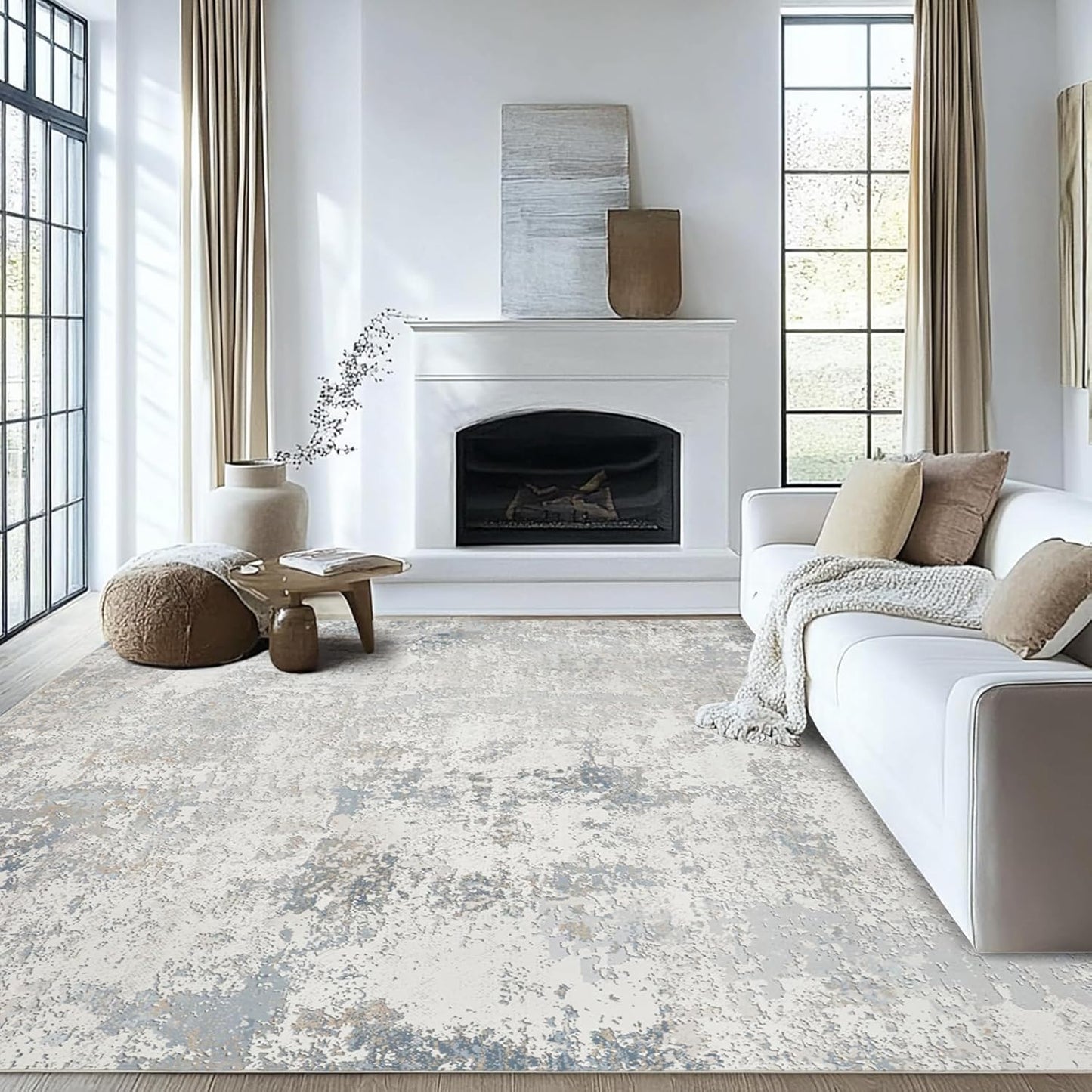 Washable 8x10 Area Rugs for Living Room - Soft Modern Design