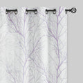 Linen Semi Sheer Curtains Lilac White 84 in Panels - Light Filtering