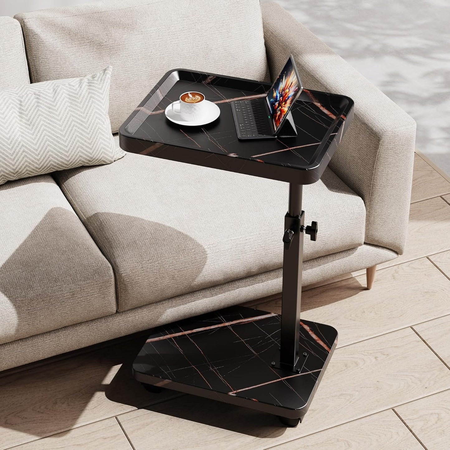 C Table End Table Adjustable Height for Small Spaces and More