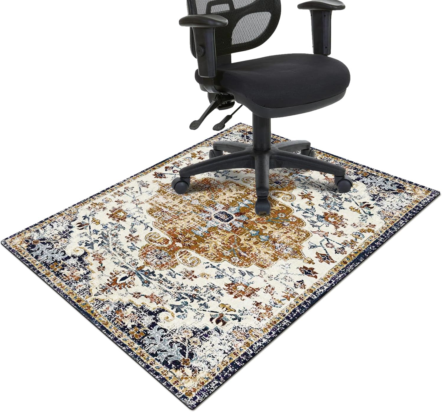 Non-Slip Boho Office Chair Mat for Hard Floors