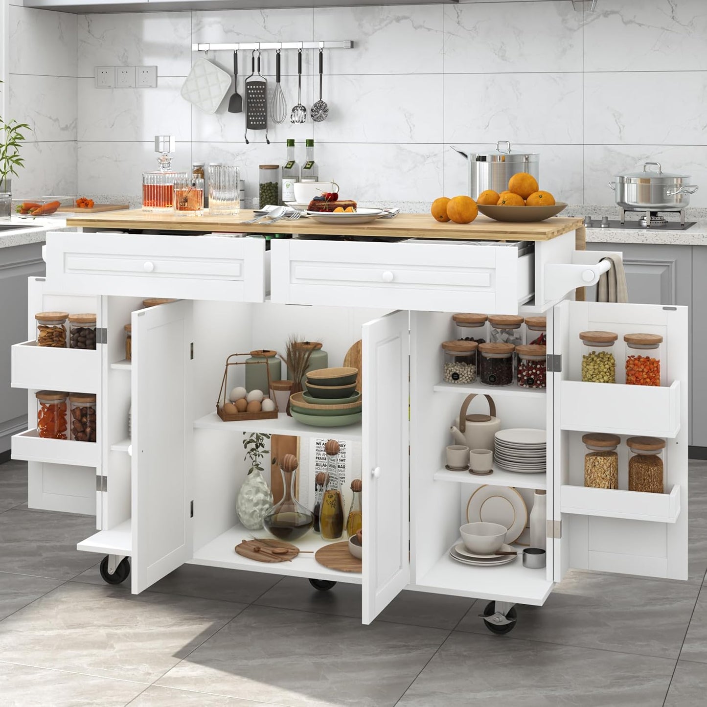 Mobile Kitchen Cart with Drop Leaf - Space Saver!