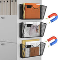 Magnetic File Holder 3 Pockets - Strong Magnetic Wall File Organizer