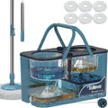 Spin Mop and Bucket with Wringer - 4-Chamber Clean Water System