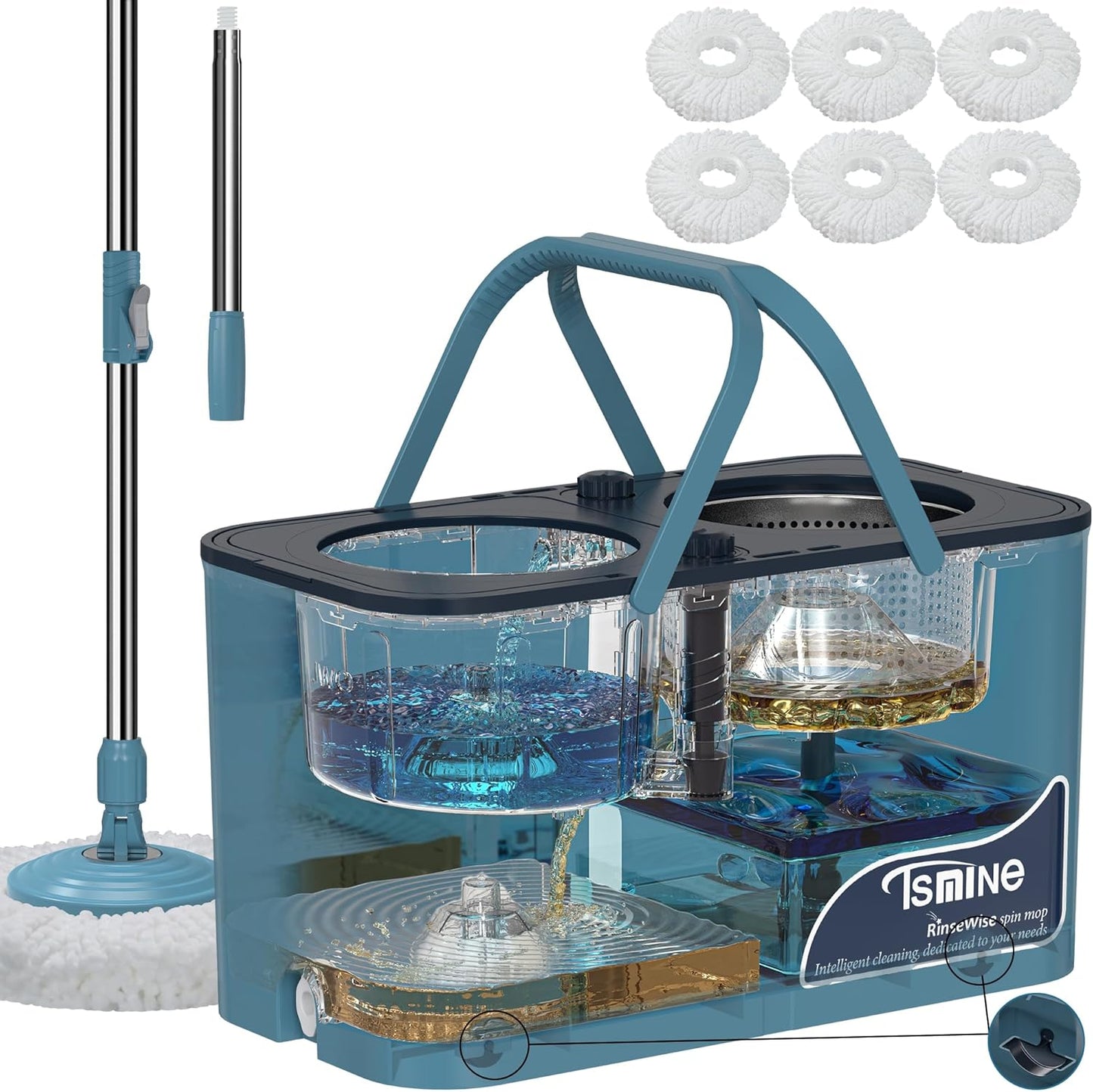 RinseWise Spin Mop and Bucket Set for Effortless Cleaning