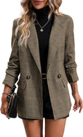 Women's Plaid Houndstooth Blazer Jacket - Tailored Workwear Fit