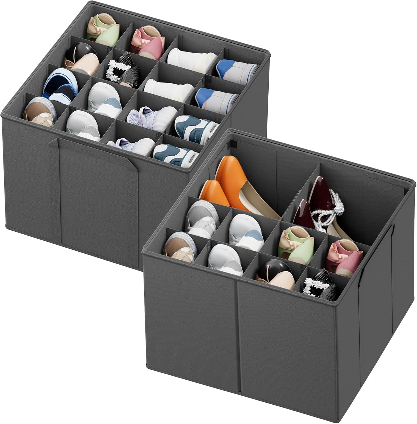 SpaceAid Shoe Organizer for Closet - Foldable Storage Bins