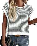 PRETTYGARDEN Striped Cap Sleeve Knit Sweater Vest - Versatile Layering